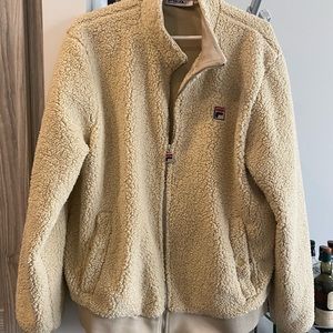 💛NWOT💛 Mens Fila Vintage Sherpa Beige Zip Up